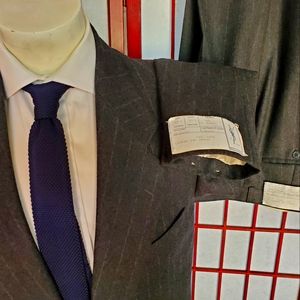 NWT Yves Saint Laurent Charcoal Gray chalk-stripe
